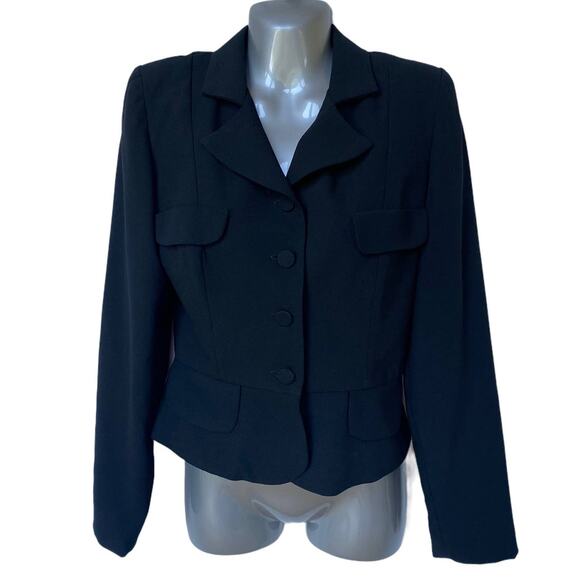 Vintage Gantos Blazer Black Peplum Blazer Cropped Length Women's Size 4 - Picture 9 of 9